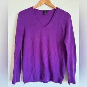Only Mine Rich Purple V-Neck Cashmere Sweater